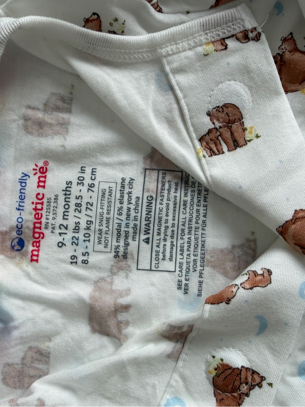 Magnetic Me 9-12M bear Footed footie - Picture 3 of 5